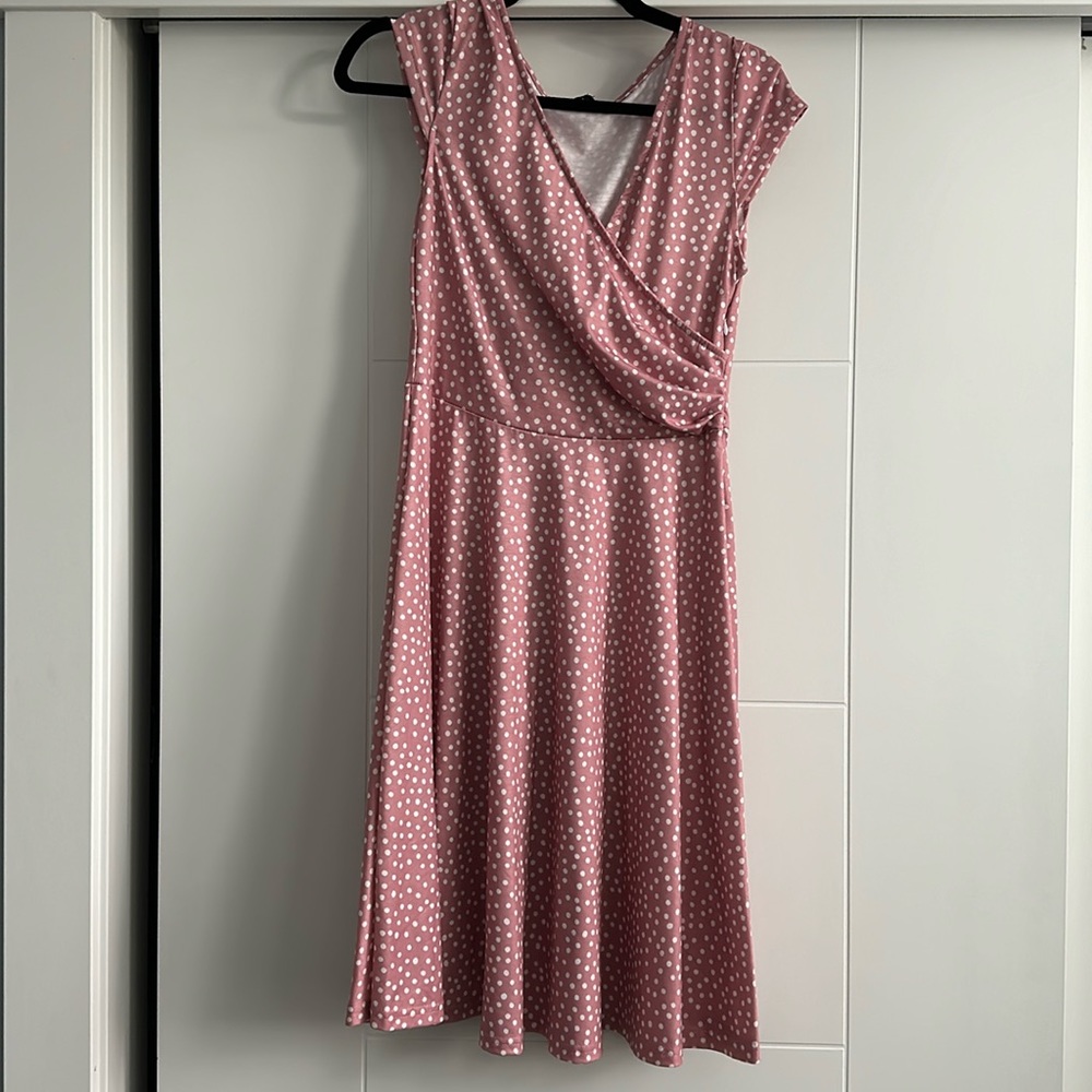 OXIULY Pink Polka Dot Dummer Dress